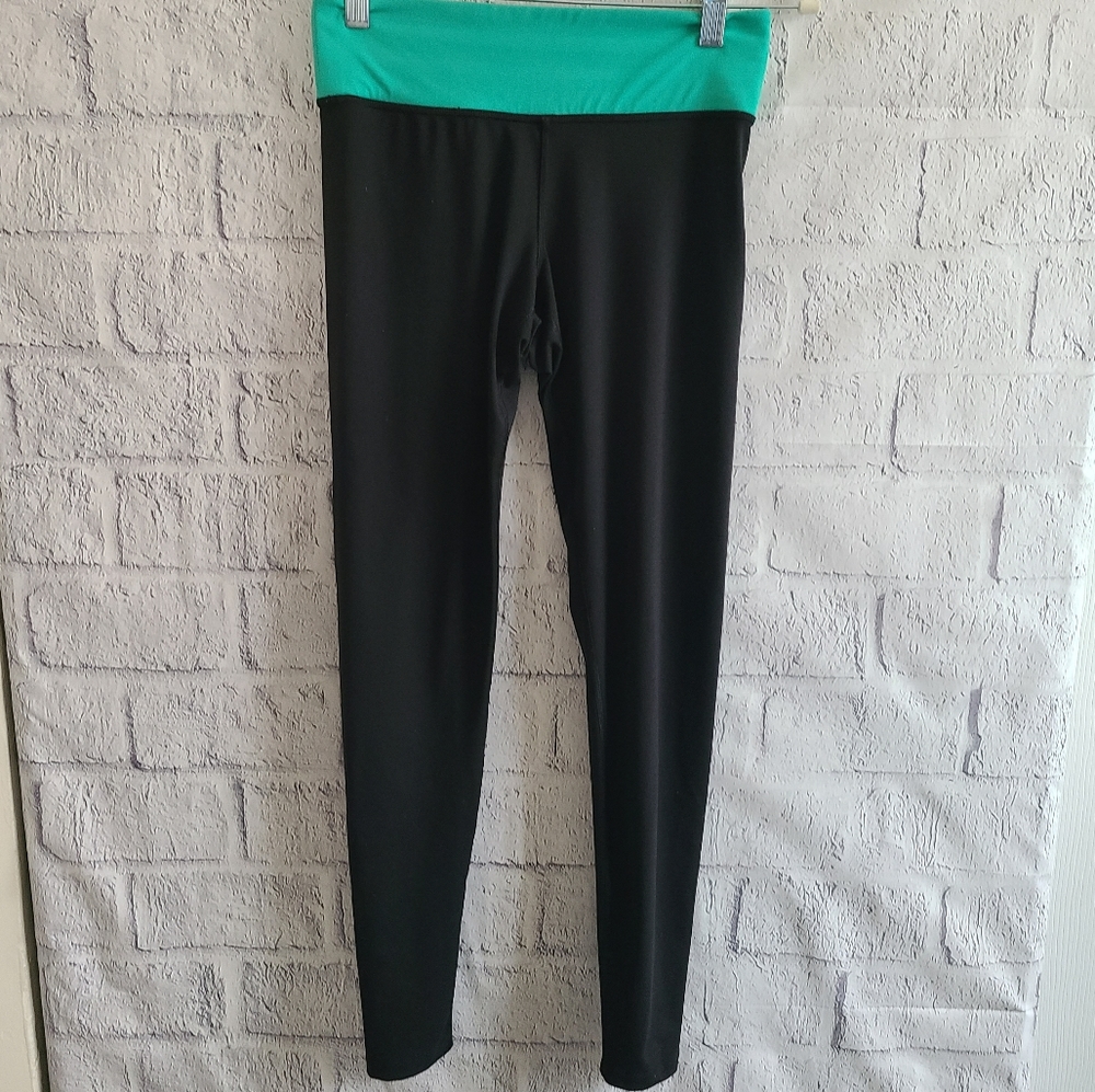 💙 Victoria's Secret PINK Mint and Black Leggings - Picture 1 of 9